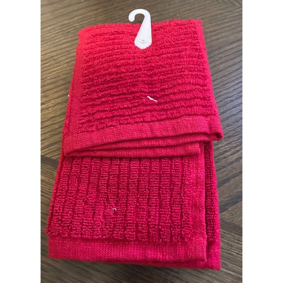 NEW JCPenney Home Collection Kitchen Dish Cloths Popcorn Texture 2-Pack Red - Picture 2 of 2